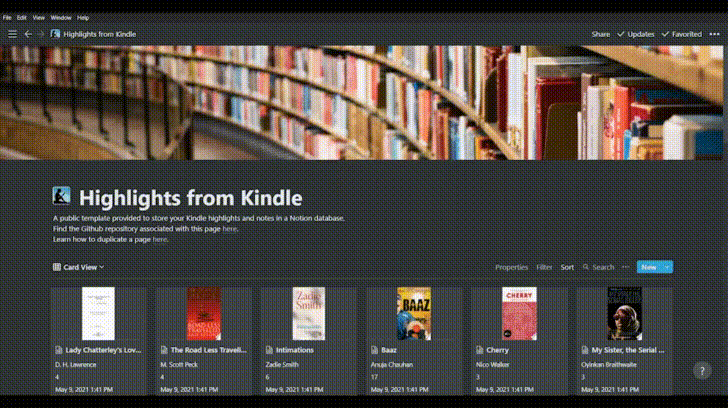 Exported highlights from Kindle2Notion displayed in a Notion page