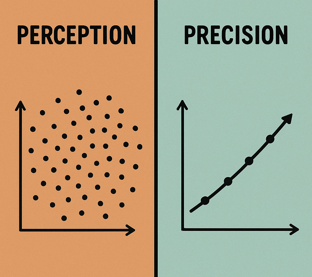 Visual comparison of perception-oriented vs precision-oriented data visualization approaches